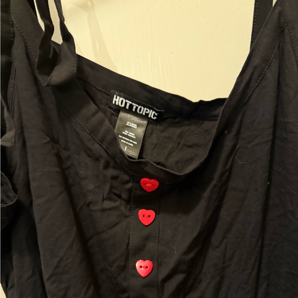 Hot Topic Plus Size Mini Dress with Red Heart Button Accents - Picture 3 of 6